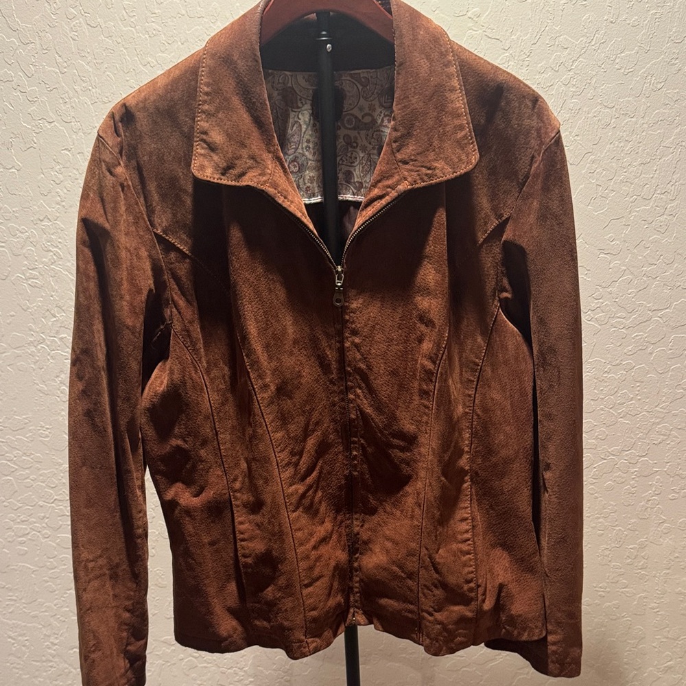 Brown Suede Leather Jacket for Women